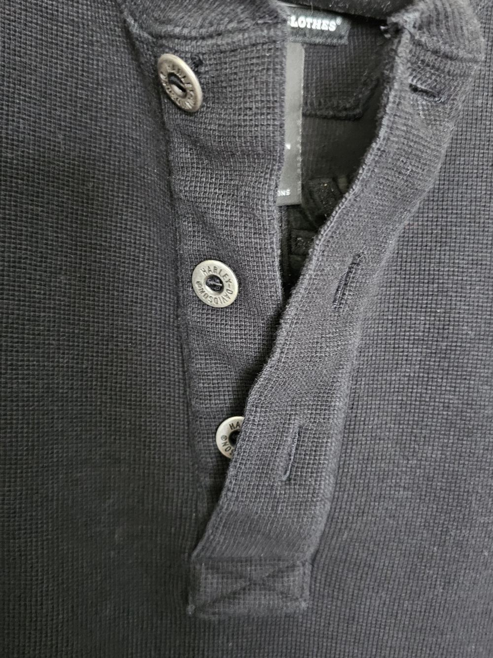 FINAL...Harley-Davidson Men’s Black Henley Long-Sleeve Shirt - Picture 3 of 8